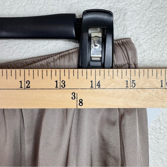 Abercrombie & Fitch Brown Tan Satin Pants Wide Leg Drawstring Sz Med LONG - Picture 4 of 12